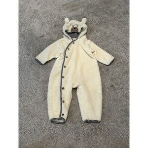 Sweet Potatoes‎ Hooded Ears Ivory Plush Bear Suit Sherpa Baby 24m
